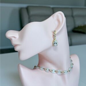 Gold Teardrop Cubic Zirconia Drop Earrings